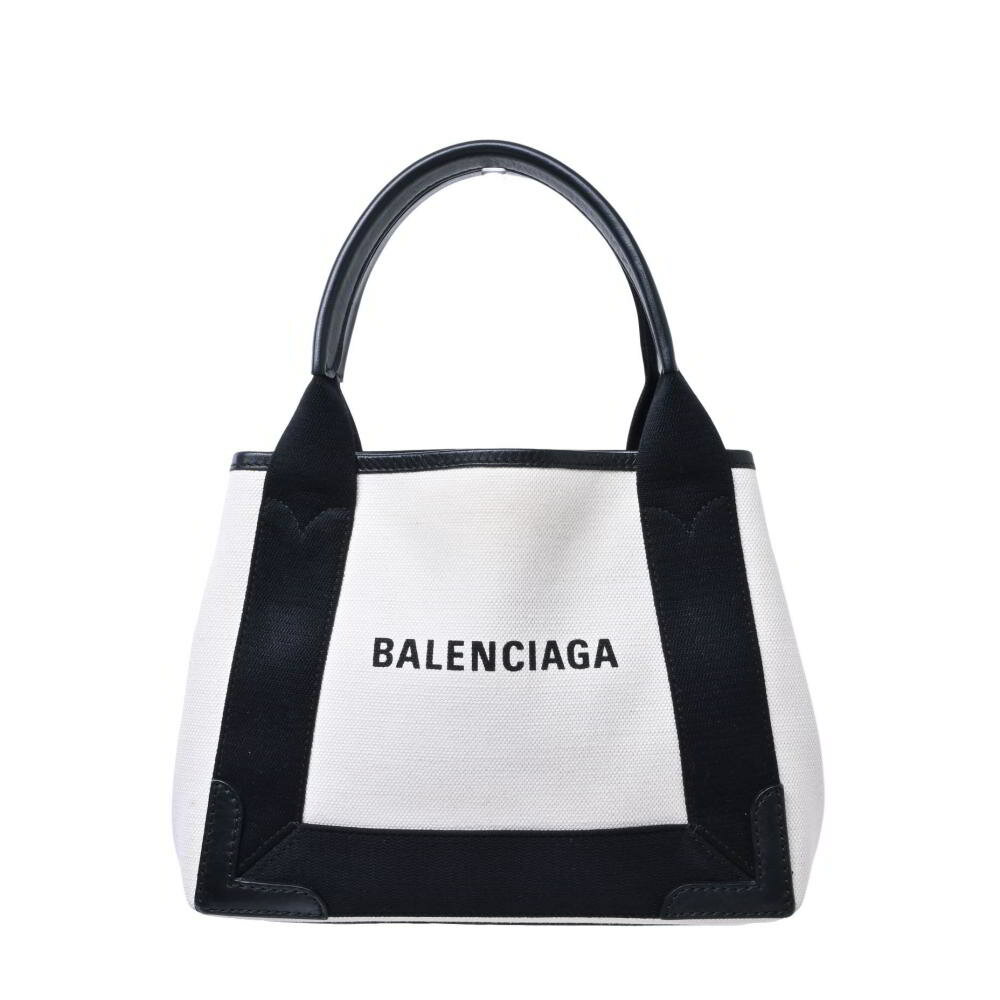 BALENCIAGA ネイビー カバスXS ショルダーバッグ XS オフホワイト バレンシアガ 【中古】