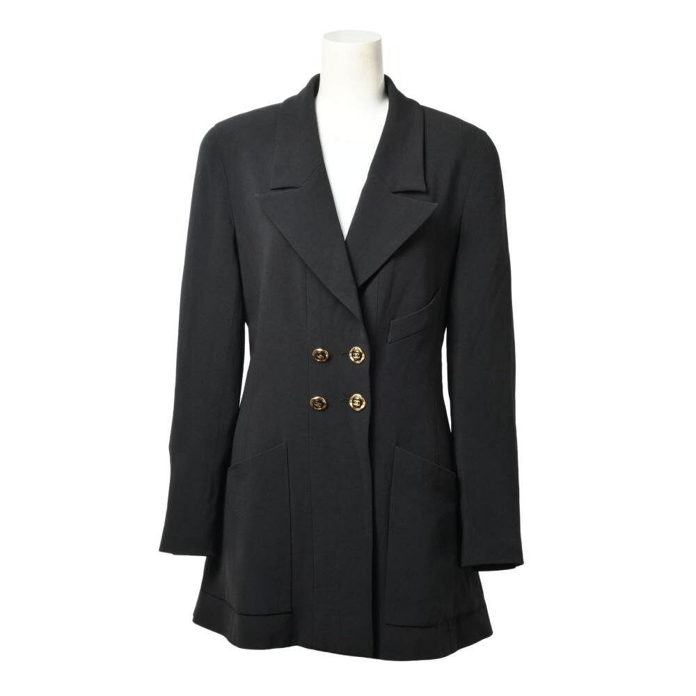 CHANEL シャネル テーラードジャケット ビッグボタン ブラック サイズ40 CHANEL - シャネル ジャケット CHANEL ブラック ネイビー ブルー