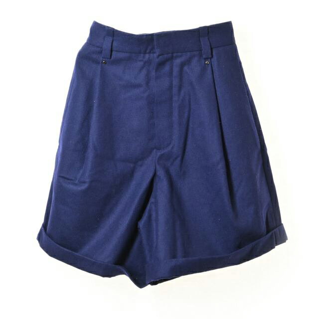 Chloe ウール タック ハーフパンツ 34 ネイビー クロエ 【中古】