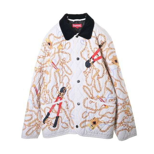 Rakuten - Supreme チェーンプリント キルティング ジャケット M ホワイト シュプリーム 【中古】