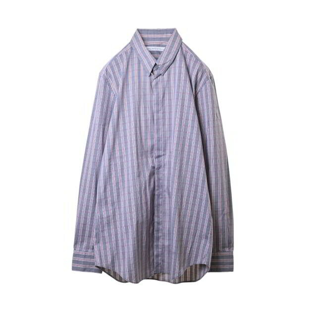 JOHN LAWRENCE SULLIVAN チェック コットン 比翼 シャツ 38 グレー ジョンローレンス サリバン 【中古】