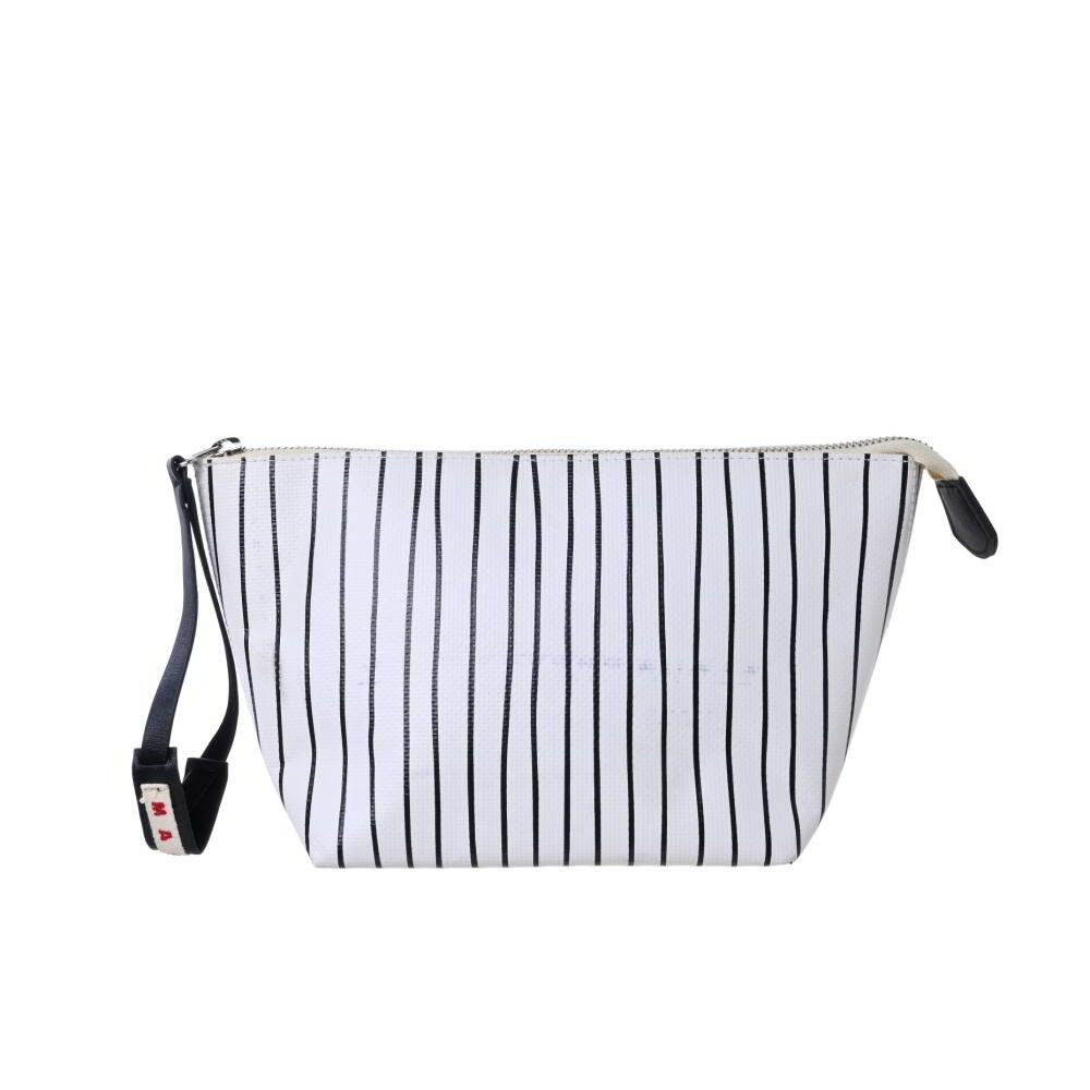 MARNI PVC ストライプ ポーチ ONE SIZE ホワイト マルニ 【中古】