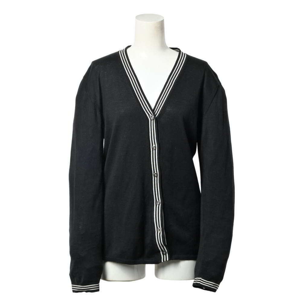FENDI ロゴ刺繍 コットン ニット カーディガン アンサンブル 40 ブラック フェンディ 【中古】