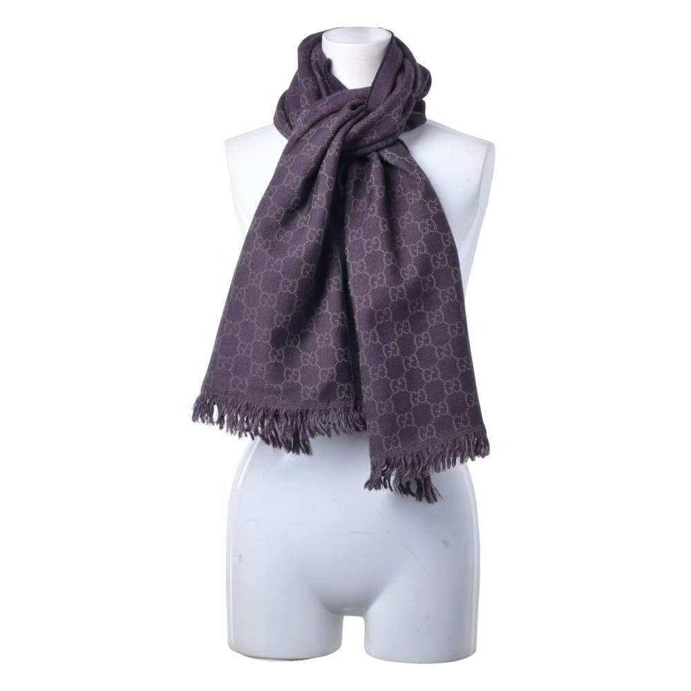 Cashmere - GUCCI イタリア製 GG柄 ウール マフラー O/S パープル グッチ 【中古】