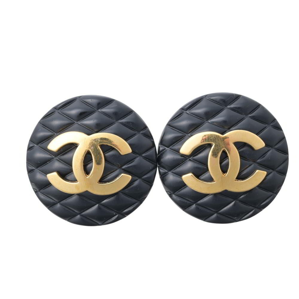 Other - CHANEL 93P ヴィンテージ ココマーク マトラッセ イヤリング ONE SIZE ブラック シャネル 【中古】