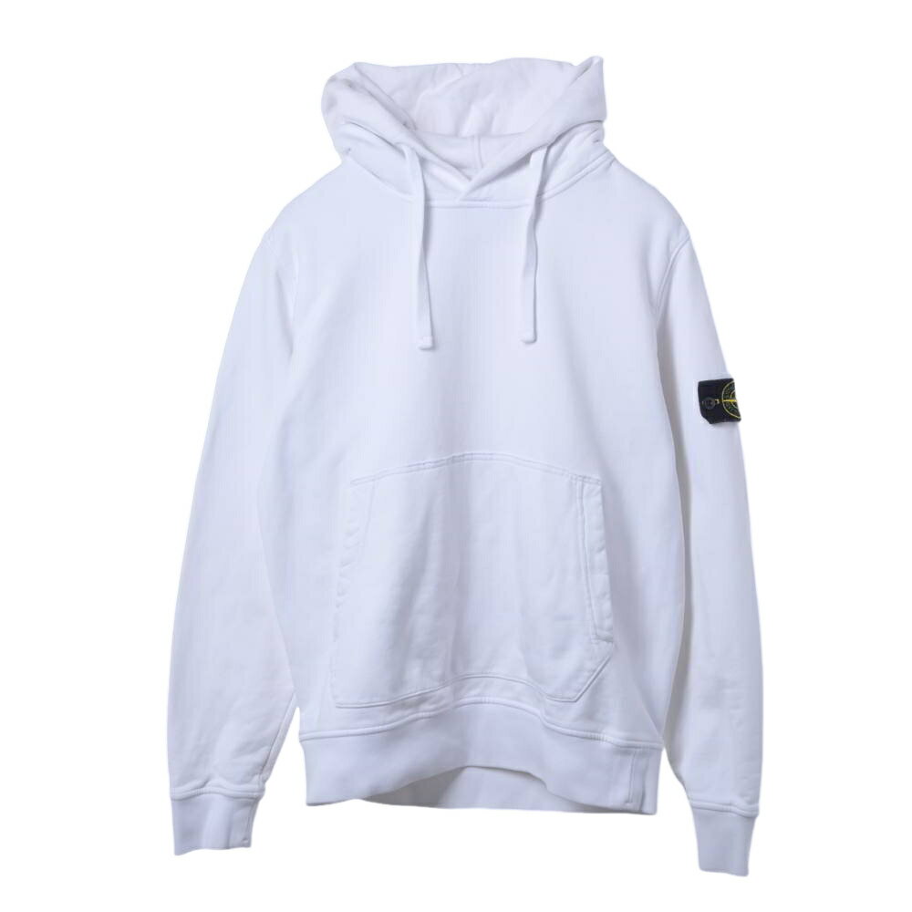 STONE 　パーカー　Lサイズ　ホワイト STONE ISLAND (ストーンアイランド) 裏毛 袖ロゴパッチ 無地 ポケット