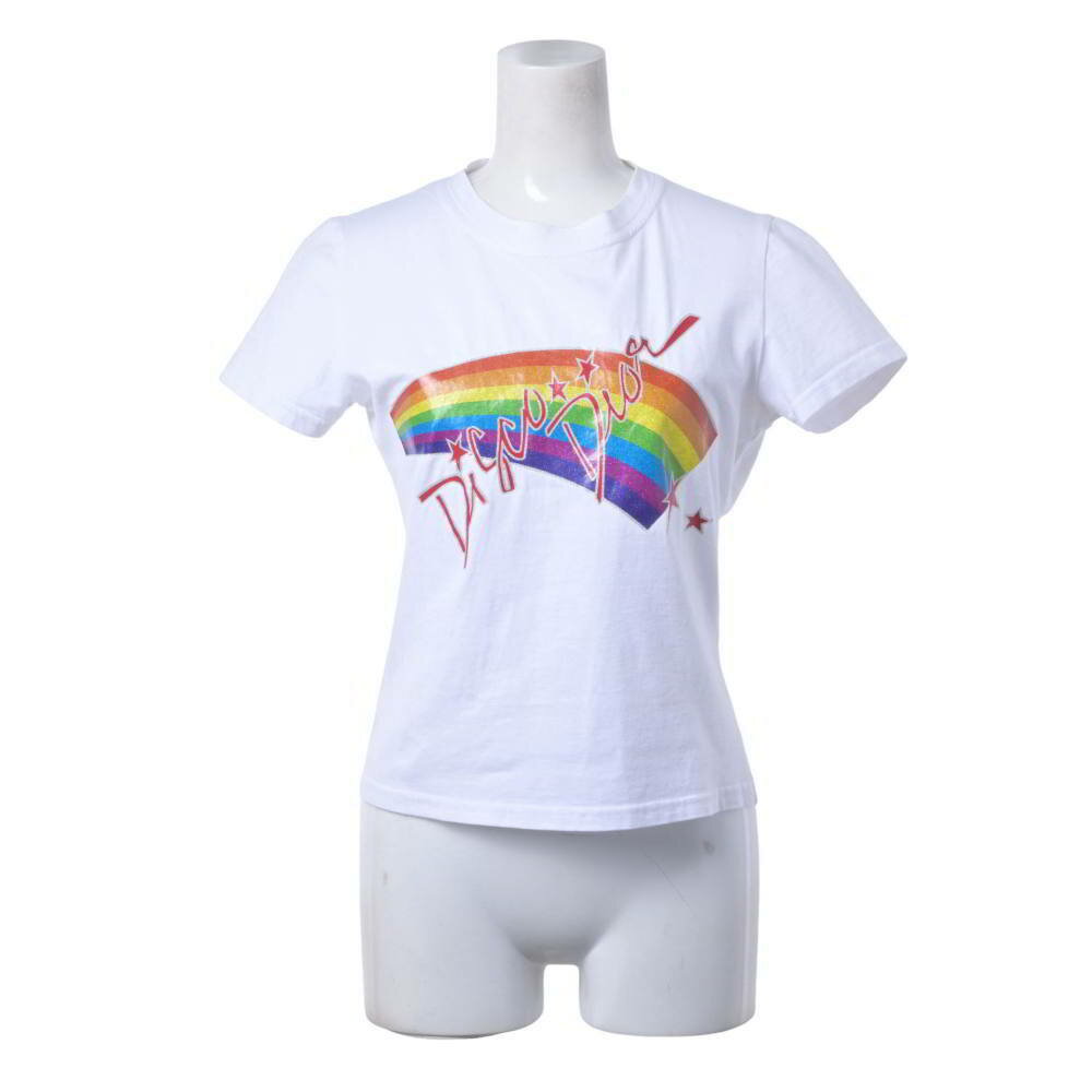 Christian Dior 2P12155025 ガリアーノ期 レインボープリント Tシャツ 38 ホワイト クリスチャンディオール 【中古】