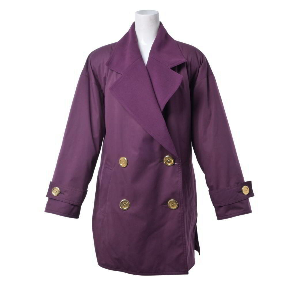 Miss Dior ヴィンテージ 素材切替 オーバー コート ロゴボタン付き M パープル ミスディオール 【中古】