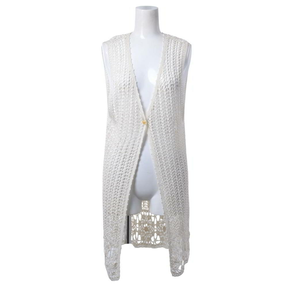 CHANEL 04P P23205 ココボタン シルク シースルー ニット ベスト 36 ホワイト シャネル 【中古】