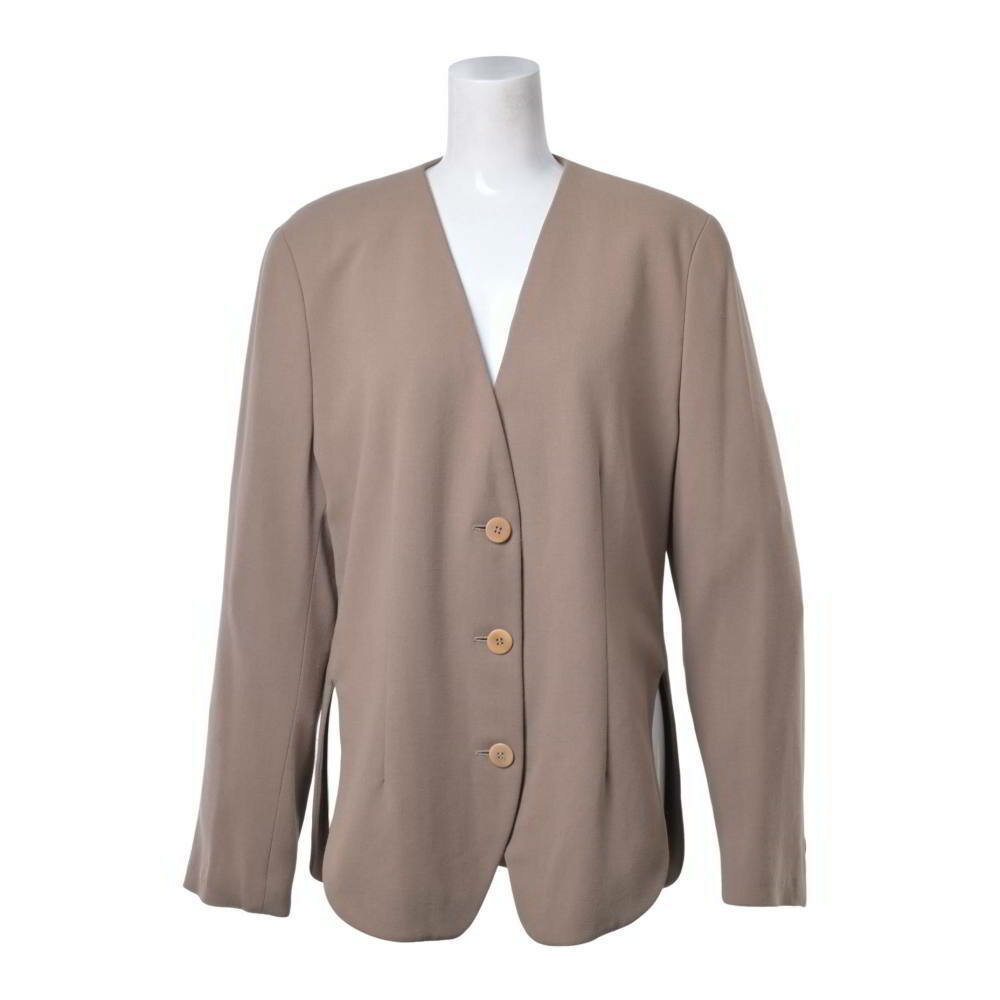 Rakuten - Giorgio Armani ノーカラー ウール 3B ジャケット 42 ブラウン ジョルジオ アルマーニ 【中古】
