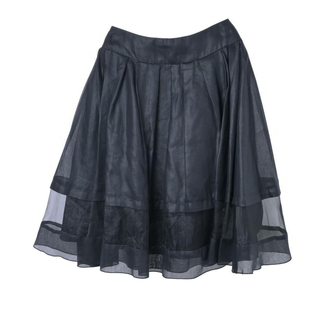 Rakuten - M'S GRACY 素材切替 PO タック スカート 38 ブラック エムズグレイシー 【中古】