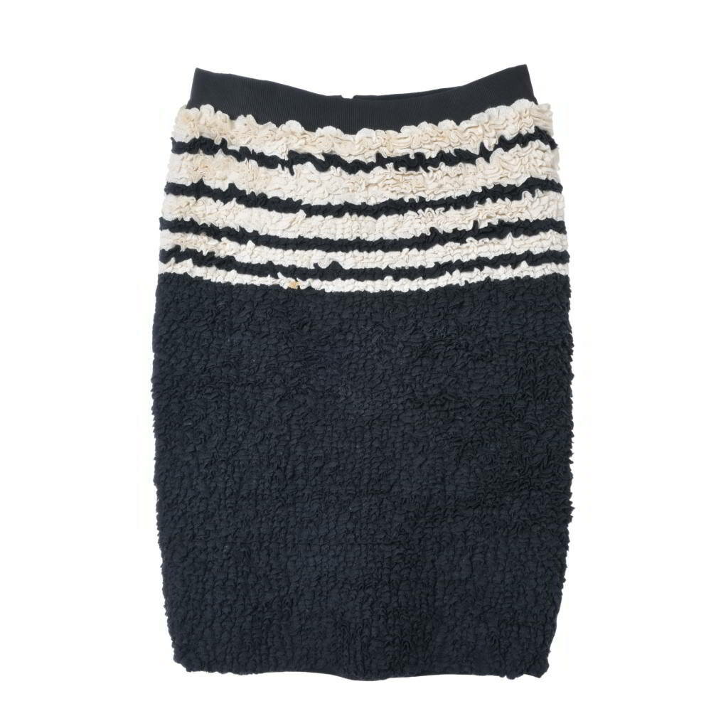 D&G シルクコットン バイカラー フリル スカート 38 ブラック ディーアンドジー 【中古】