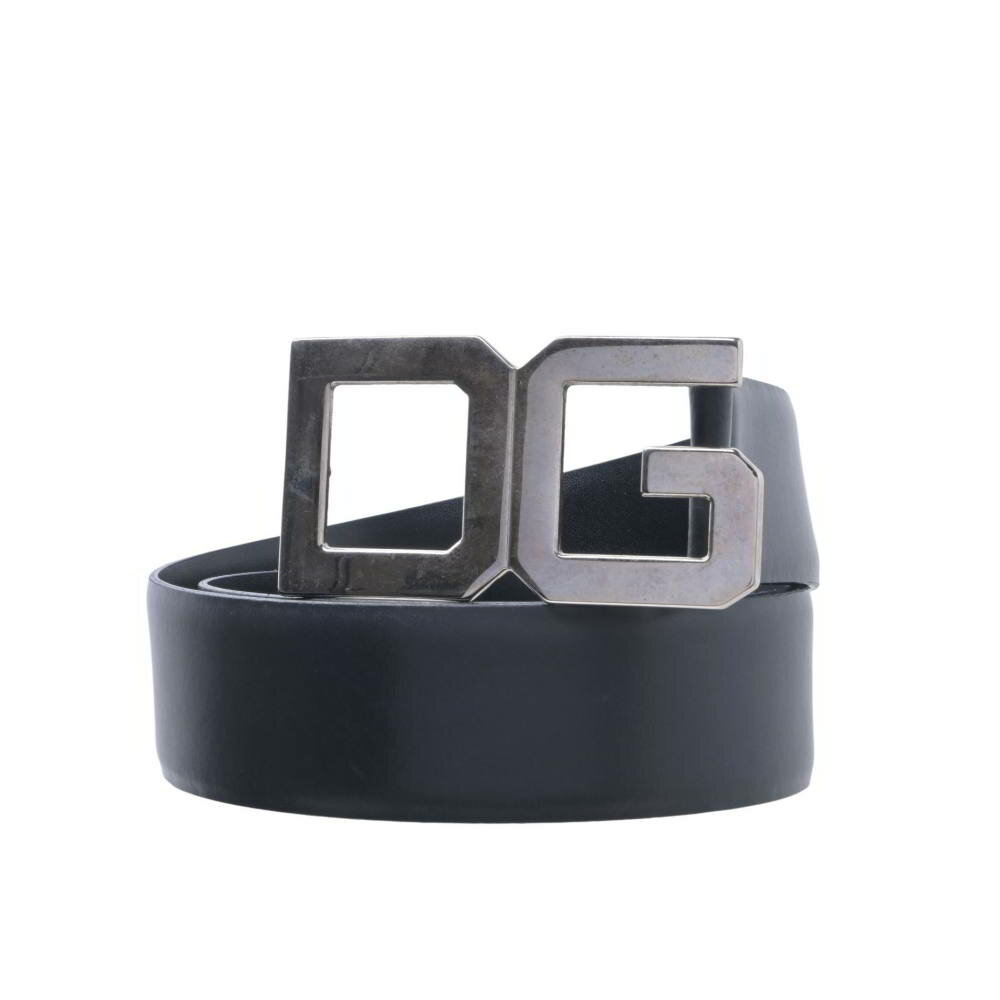 DOLCE & GABBANA - DOLCE&GABBANA DGロゴ バックル レザー ベルト 95 ブラック ドルチェアンドガッバーナ 【中古】