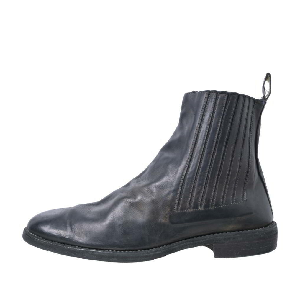 GUIDI ヴィンテージ加工 レザー チェルシー ブーツ 42 ブラック グイディ 【中古】