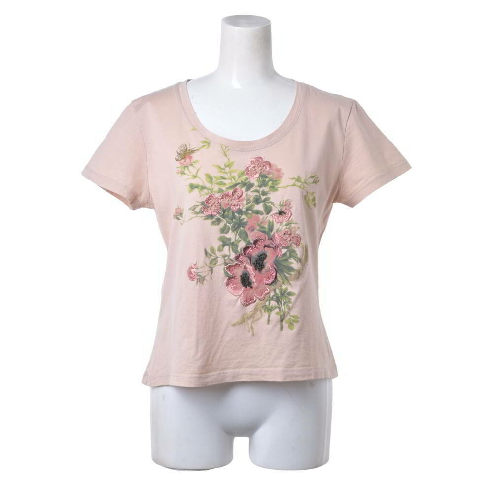 乐天商城 - Christian Dior 7E16155430 ガリアーノ期 フローラル刺繍 Tシャツ 38 ブラウン クリスチャンディオール 【中古】
