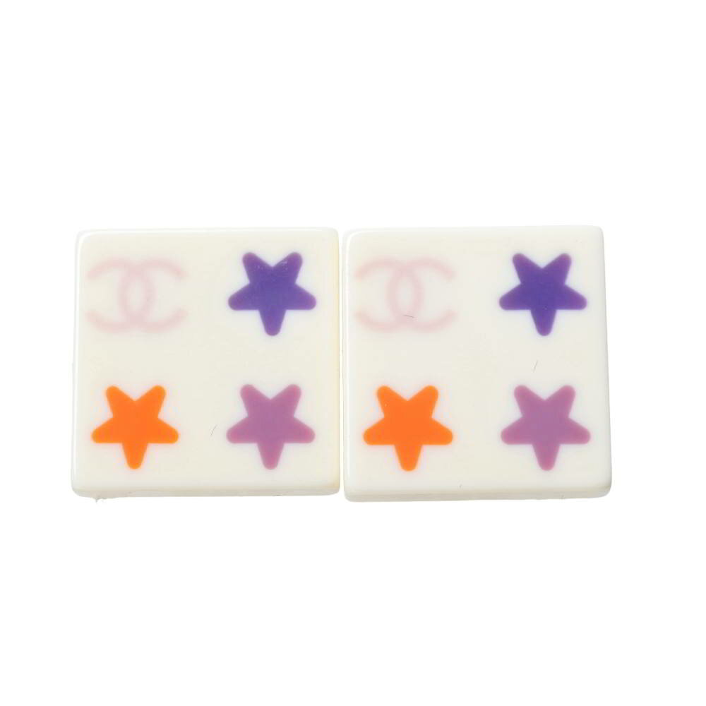 CHANEL 03A スターモチーフ スクエア イヤリング - アイボリー シャネル 【中古】