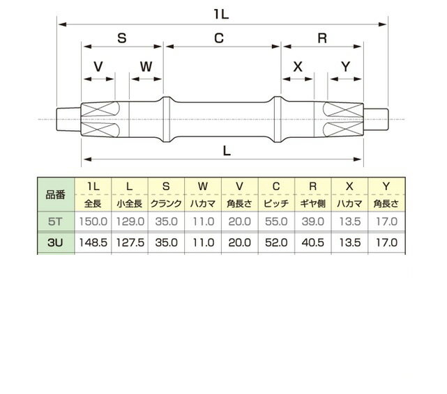 ★本日全品ポイント10倍★ 自転車用 コッタレスハンガー芯セット ナット付 3U 5T 簡易包装 普通自転車ボトムブラケット 2