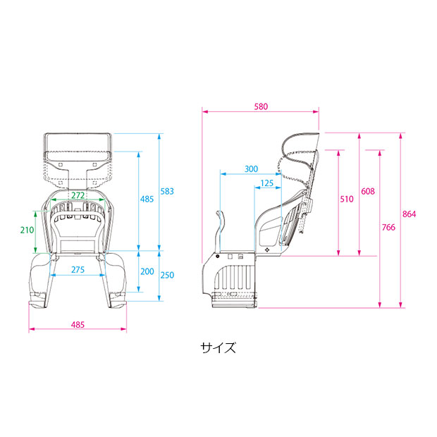 25日最大2000円OFFクーポンあり【送料無料】オージーケー 【後用 子供乗せ】OGK RBC-019DX2 POPOLA more（ポポラモア）ヘッドレスト付後子供乗せシート リアチャイルドシート 後用 3
