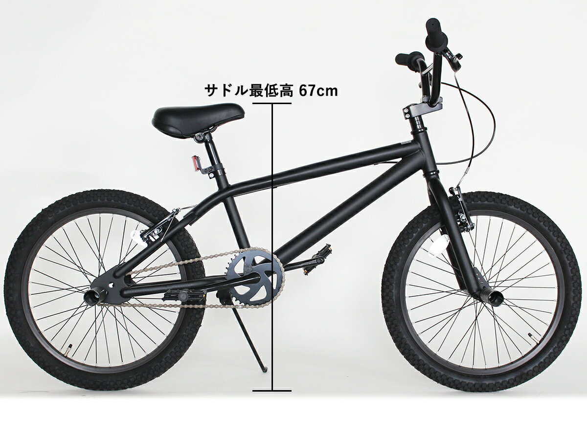 BMX 20インチ 自転車 マットブラック 送料無料 9割完成車 トリック ストリート モアノ REI