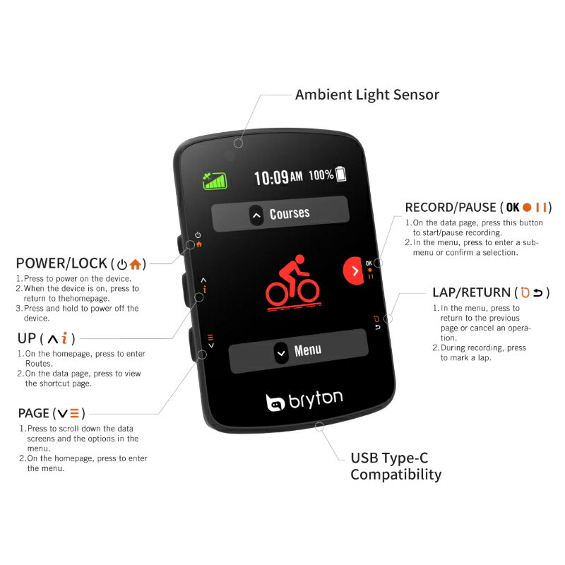 Bryton ブライトン Rider550D ケイデンス・心拍センサー付 サイクルコンピューター