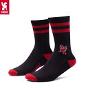 CHROME N[ MERINO m CREW SOCKS GREY/RED STRIPE