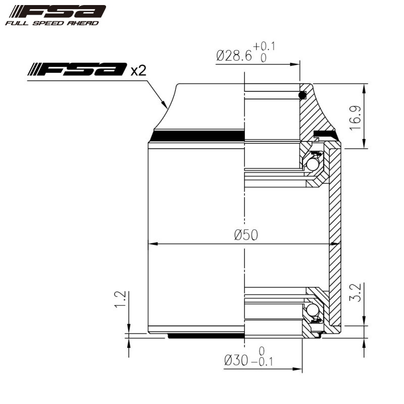 FSA エフエスエー ORBIT Z 8mm alloy 1-1/8 ヘッドパーツ