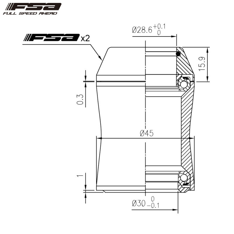 FSA ���ե������� NO.ORBIT I 16 9mm alloy 36��x45�� 1-1/8 �إåɥѡ���