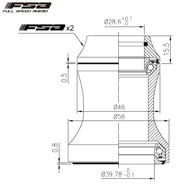 FSA エフエスエー ORBIT C-40-ACB 7.8mm alloy 1-1/8 to 1.5 ヘッドパーツ