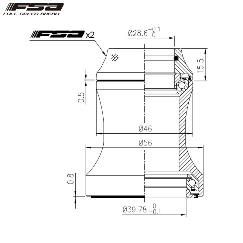FSA エフエスエー ORBIT C-40-CF-ACB 15mm carbon 1-1/8 to 1.5 ヘッドパーツ