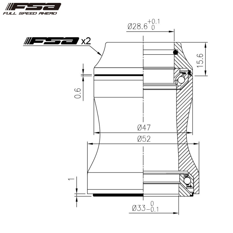 FSA エフエスエー NO.44E 15mm alloy 1-1/8 to 1-1/4 ヘッドパーツ