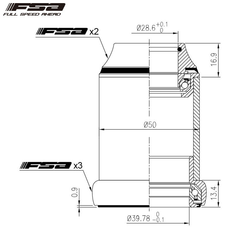 FSA エフエスエー ORBIT ITA NO.9M/CUP/CC/12B/44 12.3mm 1-1/8 ヘッドパーツ
