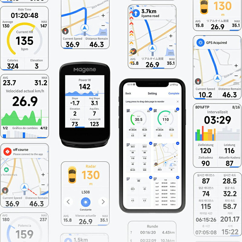Magene マージーン C606 スマート GPS バイクコンピュータ ブラック サイクルコン...