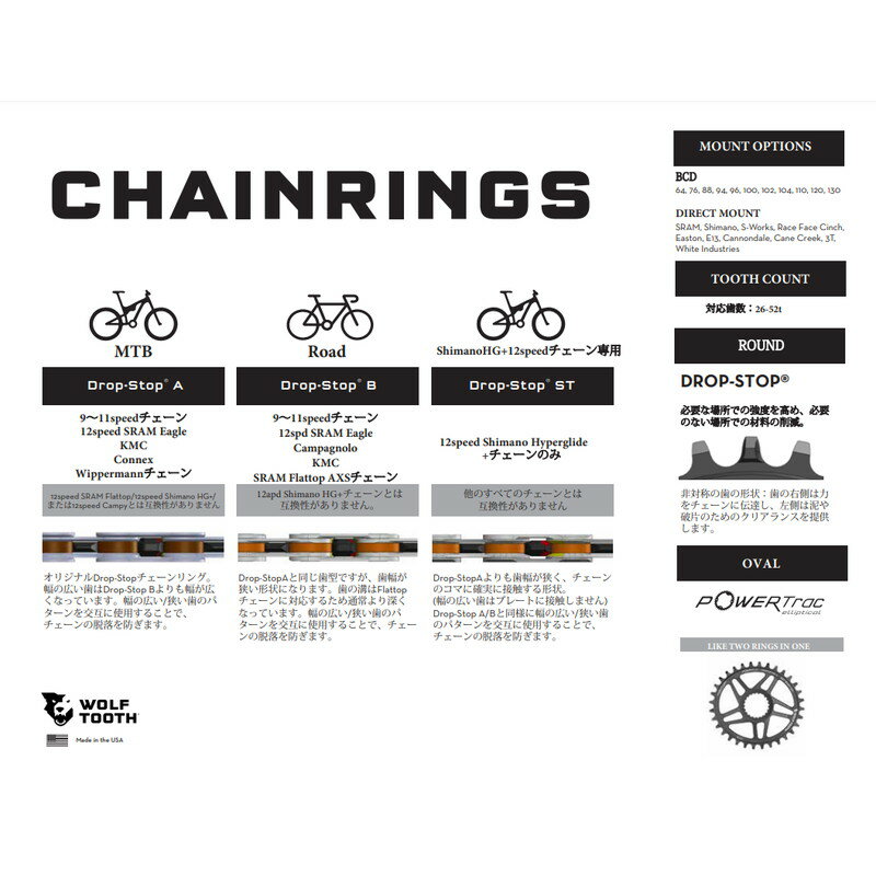 WolfTooth ウルフトゥース Direct Mount Chainring for SRAM Boost 32T DropStop S...