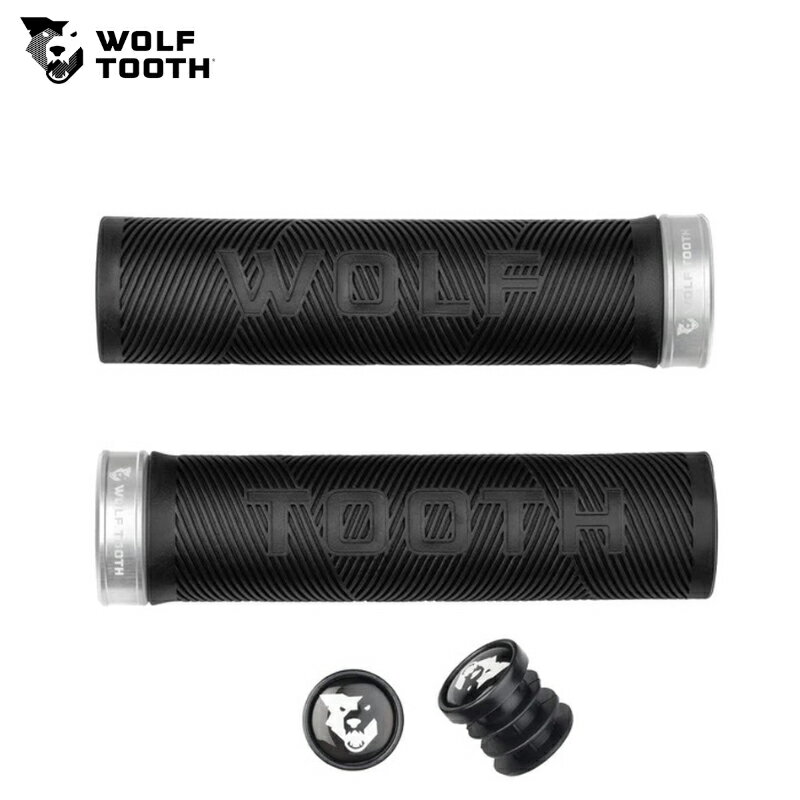 WolfTooth ウルフトゥース Lock-On Echo Grip Black Grip with Raw Silver Collar グリップ