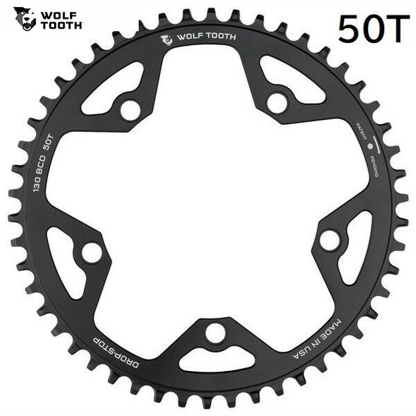 ■商品のお問い合わせに際してのお願い※在庫の有無や納期に関しましてのお問い合わせはお調べいたしましてご返信させていただきます。 ※商品の更なる詳細情報、互換性、サイズ感等々はトラブル回避の為、当店ではお答えすることができませんので直接メーカーもしくは代理店へお問い合わせ頂きますようお願い申し上げます。■ご注文に際してのご注意 ※当店の在庫の有無は実際の在庫状況と連動しておりません。 ご注文が確定しましても在庫切れの場合がございます。 ※ご注文確定後、当店の在庫とメーカーの在庫を確認して当店に在庫のない商品につきましては発注いたしますのでお時間がかかる場合がございます。 ※在庫のない商品につきましては追ってキャンセルメールをお送りいたします。 お客様のご都合により返品・及びサイズ交換などは一切出来かねますので予めご了承下さい。 ■自転車の配送について、必ずご一読下さい※在庫の有無や納期に関しましてのお問い合わせはお調べいたしましてご返信させていただきます。※お届け後、外したパーツなど一部分は、お客様で組み立てが必要となります。※配送前に商品チェックしておりますが、製造・組立・配送の行程で小傷やスレ等がつく場合がございます。 通信販売の特性上、実車をご確認頂けませんので、細かい傷などは返品対象外とさせて頂きます。細かい傷が気になる方はご購入ご遠慮願います。※組み立てに自信がないなどご心配があるようでしたら、出来るだけアドバイスはさせて頂きますが、工具がなかったりどうしても組立出来ないお客様はお近くの販売店にて組立て貰って下さい。また、その際の作業工賃はお客様負担でお願い致します。■防犯登録について※防犯登録につきましては、お近くの防犯登録取扱店にてご登録をお願いします。130bcdクランク用ワイド/ナロー。wolftoothの特許取得済みチェーンリング。 ロード/シクロクロス/グラベル/最大52tリングと様々な用途まで拡張されています。 歯のワイド側がドライブ側で最大の接触を持ち、負荷を分散してチェーンリングの寿命を延ばします。 狭い側は泥や破片のクリアランスを可能にし、摩擦を減らします。 幅の広い/狭い歯のパターンを交互に使用することで、チェーンの脱落を防ぎます。 対応チェーン：9-10-11spd/12spdsrameagle/kmc/connex/wippermann/campagnolo/ sramflatopaxsチェーン用。drop-stopb（画像参照） 使用ボルト：6mm※純正の2xボルトは使用できません。 重量：g 材質：7075-t6aluminum ドライブトレイン：shimanoda9000/ultegra6800/campycx10/11とは互換性がありません。