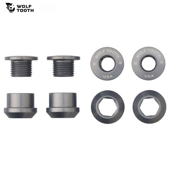 WolfTooth ウルフトゥース Set of 4 Chainring Bolts+Nuts for 1X - 4 pcs. gunmetal 6mm