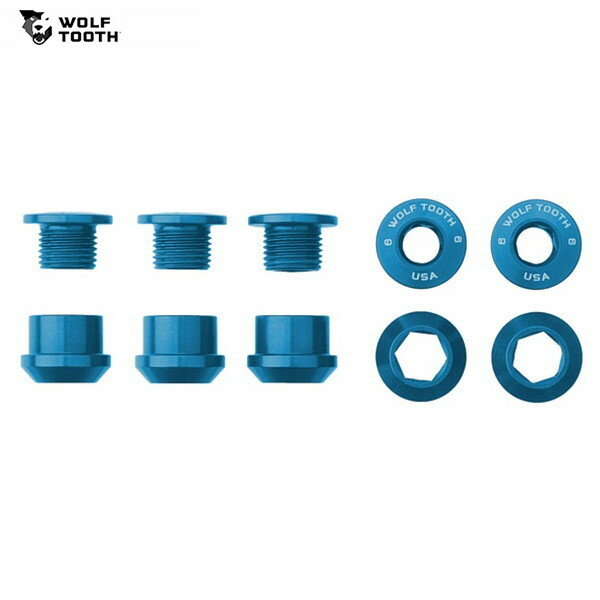 WolfTooth ウルフトゥース Set of 5 Chainring Bolts Nuts for 1X - 5 pcs. blue 6mm