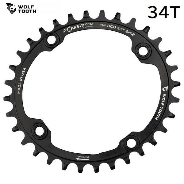 WolfTooth եȥ Elliptical 104 BCD Chainring for Shimano 12 spd 34T