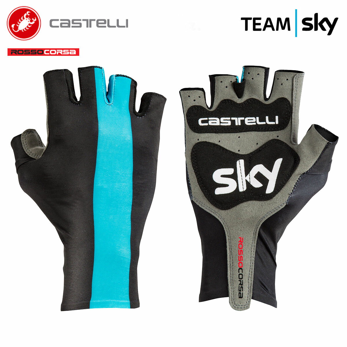 CASTELLI 8026 TEAM SKY AERO RACE GLOVE カステリ チームスカイ エアロレース 指切グローブ