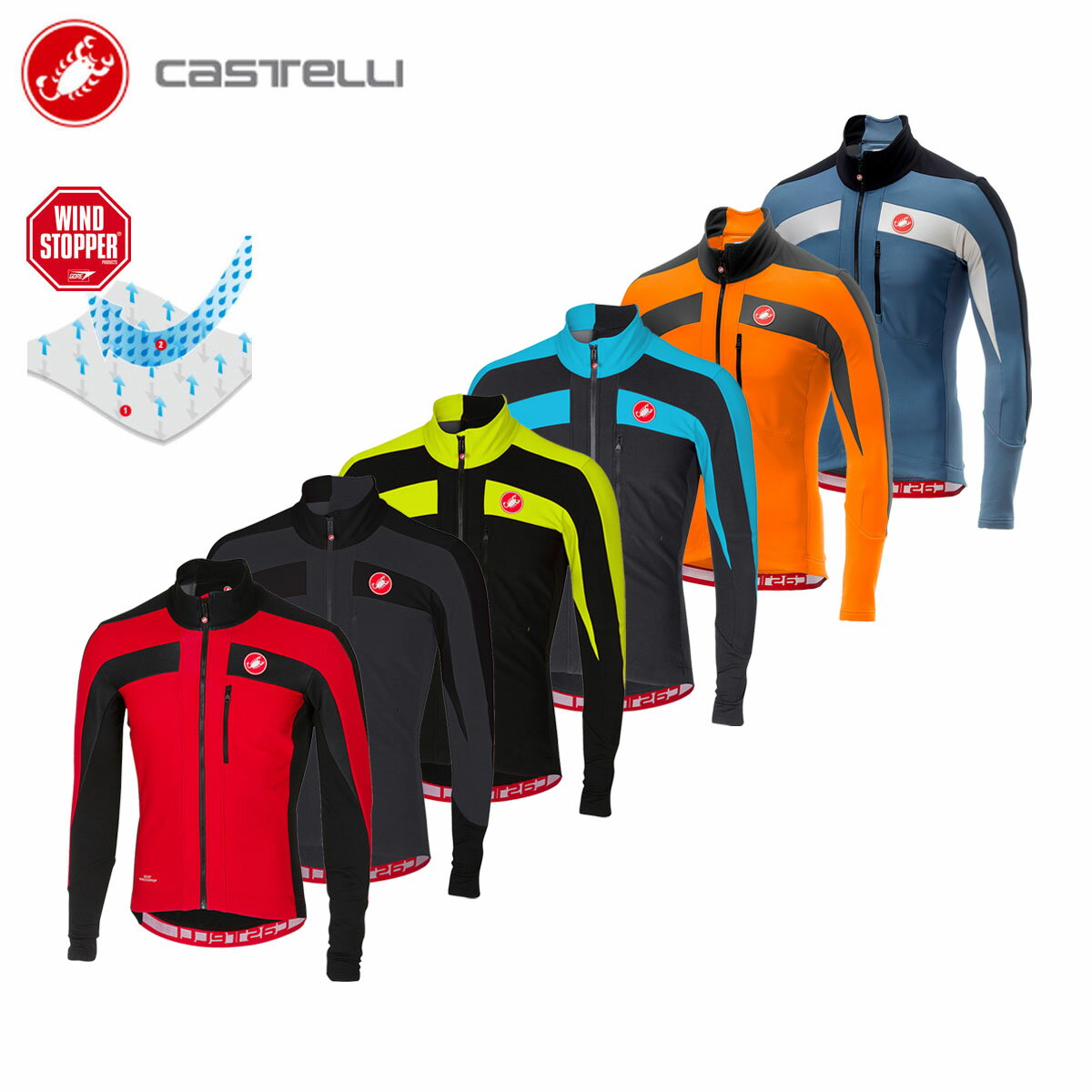 ＜春の感謝祭＞CASTELLI 17509 TRASPARENTE 4 JERSEY カステリ トラスパレンテ 防風 長袖ジャージ