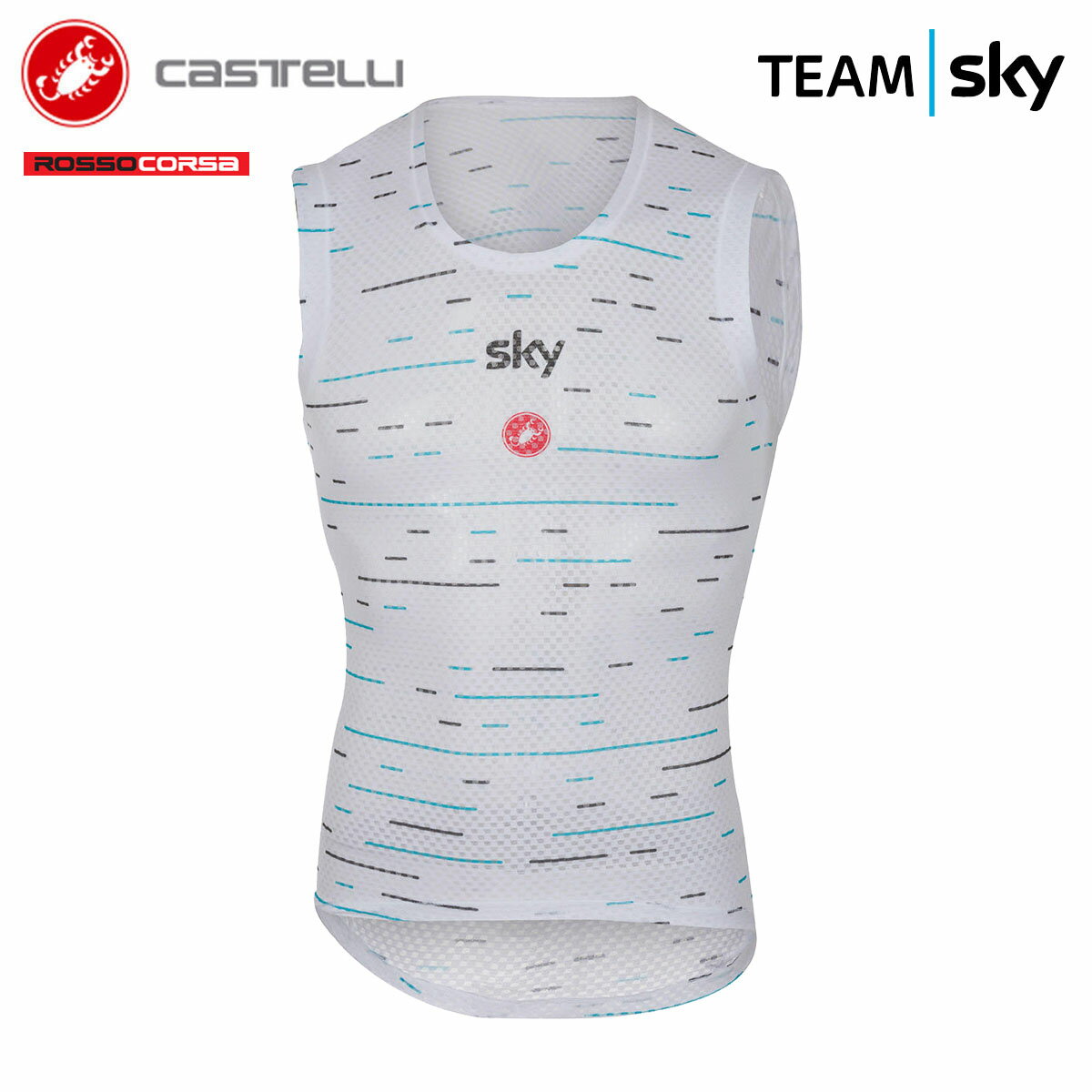 ＜春の感謝祭＞CASTELLI 7096 TEAM SKY PRO MESH SLEEVELESS カステリ プロ メッシュ 袖なしベースレイヤー