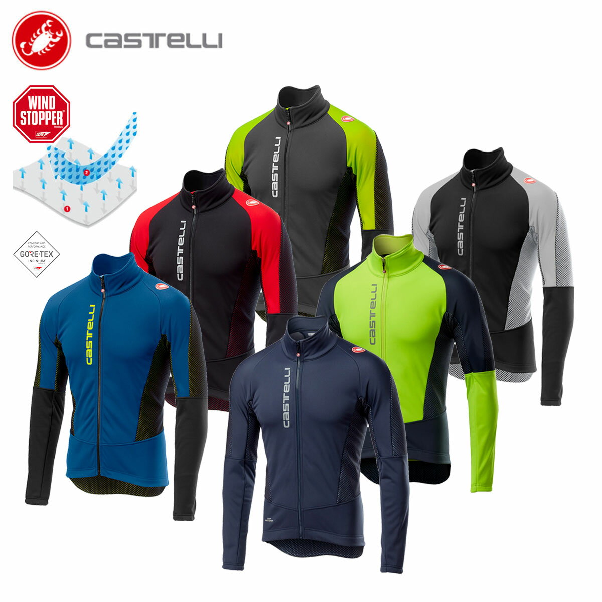 [★クリアランス★]【即納】CASTELLI 18505 MORTIROLO V JACKET カステリ モルティローロ 5 ジャケット