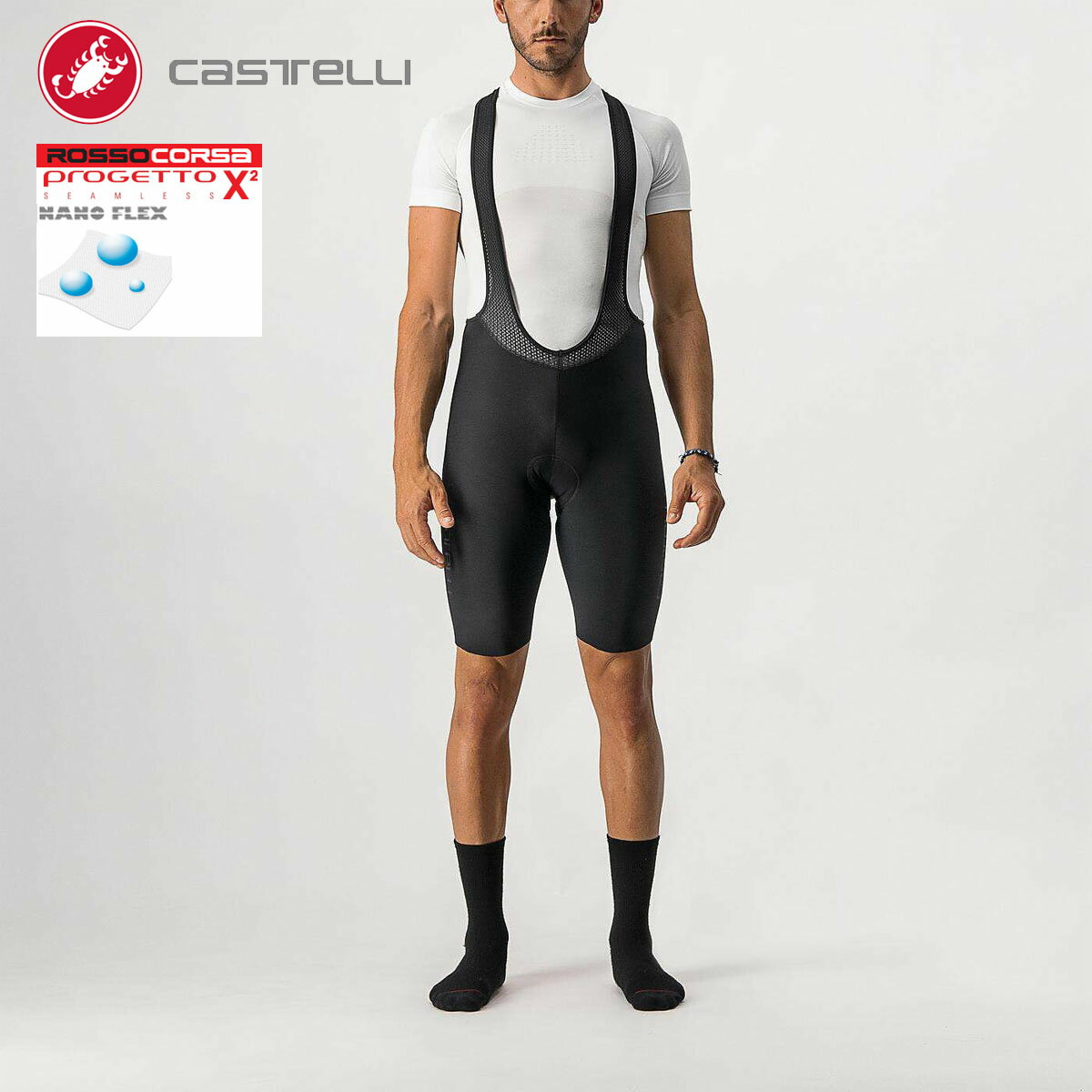 ＜春の感謝祭＞CASTELLI 20521 NANO FLEX PRO RACE BIBSHORT カステリ ナノフレックス 防寒 防水 ビブショーツ