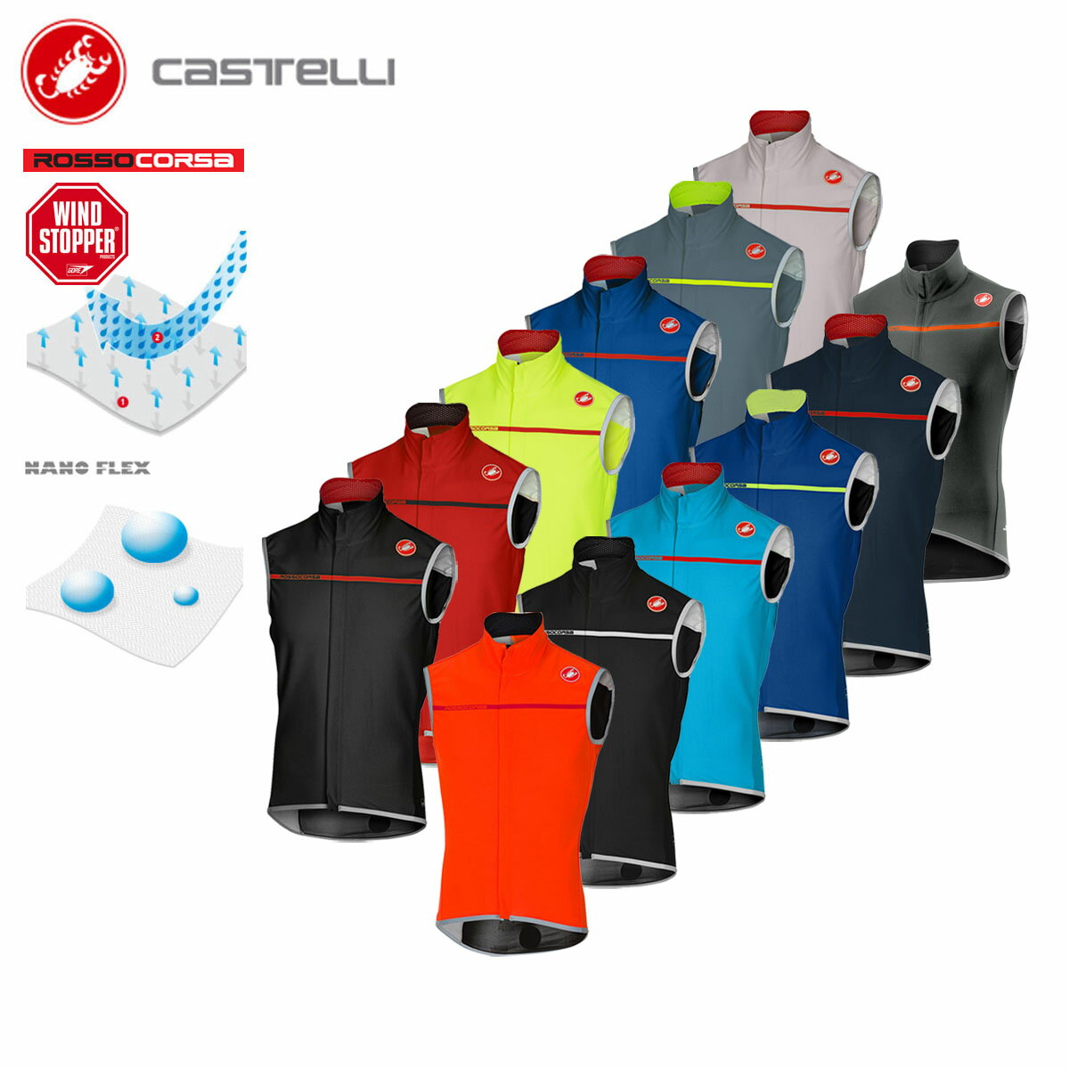 [★スーパーSALE★36%OFF]【即納】CASTELLI 16508 PERFETTO VEST カステリ ペルフィット 防風 ベスト