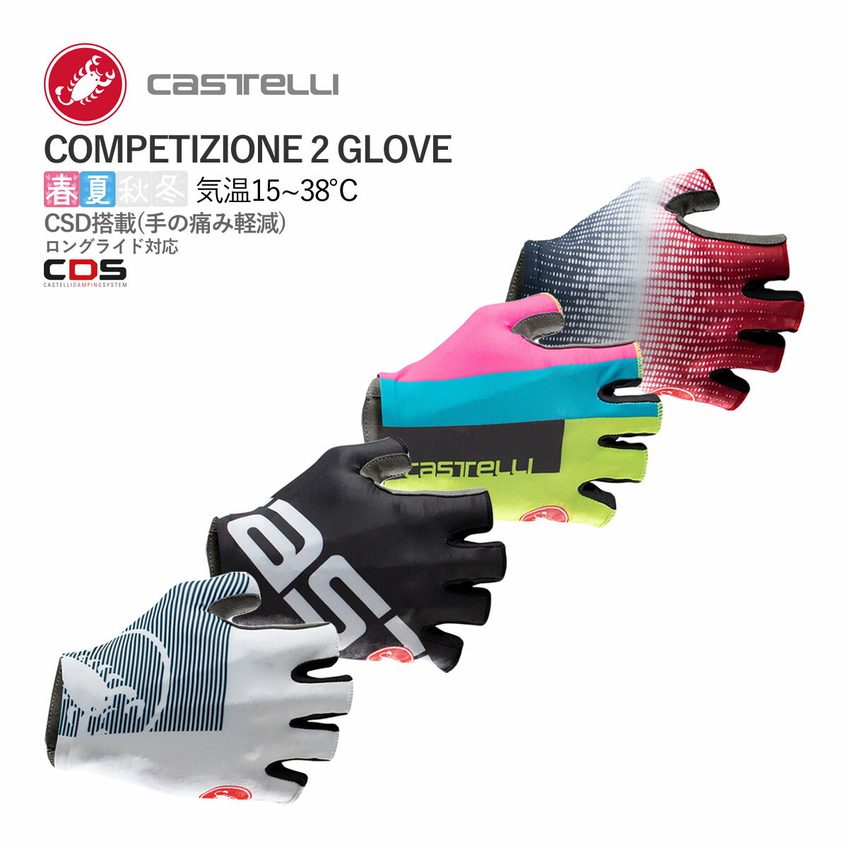 【即納】CASTELLI 22036 COMPETIZIONE 2 GLOVE カステリ コンペティション 指切グローブ