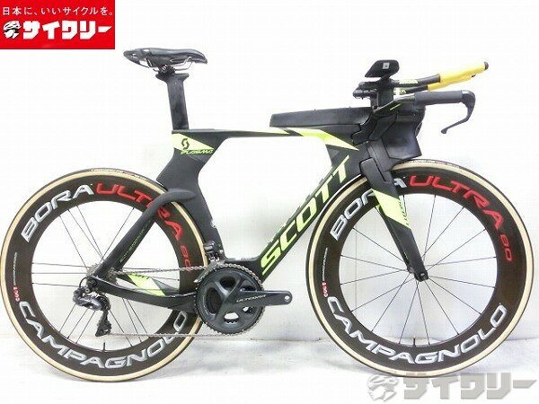 製品情報カテゴリ完成車 ロードバイク タイムトライアル・トライアスロン メーカースコット年式2016色状態ランクC(少々キズあり)送料サイズ大型サイズトップチューブ長：520mmシートチューブ長：530mmヘッドチューブ長：50mmクランク長：170mmステム長：-ハンドル幅：420mmパーツフレーム材質：カーボンフォーク材質：カーボンホイール：カンパニョーロ BORA ULTRA TWO 80タイヤ：ビットリア CORSAシフター：シマノ DURA-ACE ST-R9160 2×11s Di2フロントディレイラー：シマノULTEGRA Di2 FD-R8050 2sリアディレイラー：シマノ ULTEGRA Di2 RD-R8050 11sクランク：シマノ ULTEGRA FC-R8000スプロケット：シマノ ULTEGRA CS-R8000 11s/12-25tフロントブレーキ：フレーム純正リアブレーキ：シマノ DURA-ACE ハンドル：プロファイルデザイン シートポスト：純正カーボンエアロポストサドル：ism 30状態コメント中古商品です。すれ、小傷、使用感がございます。ステーにクリア欠けがございます。ハイドレーションのプラスチックカバーの先端にパテ等の補修痕がございます。バッテリーチャージャー付属いたします。クランクがシマノの点検対象品です。清掃、目視での確認では異常は確認できませんでしたが、正規店での点検は行っておりません。変速、ブレーキ調整済み。ペダル付属いたしません。発送時、ホイール、ステアリング回りのパーツを外す場合がございます。予めご了承ください。その他参考価格：1、487、600円SCOTTフレーム参考価格：780、000円ホイール参考価格：457、600円コンポーネント参考価格：25万程