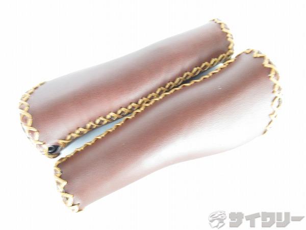 バーグリップ 本体 ギザプロダクツ レザー調ロックオングリップ ブラウン - 中古