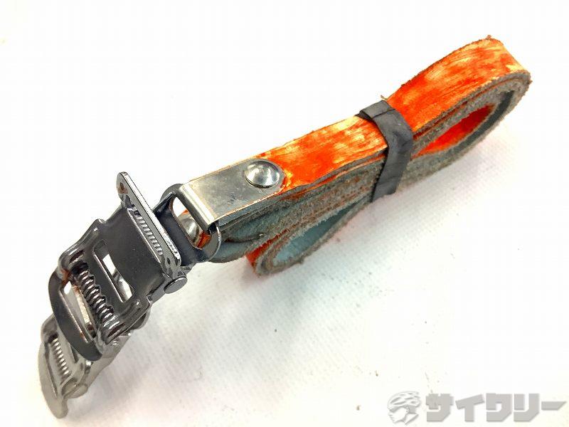 トゥクリップ/トゥストラップ 不明 レザートゥストラップ オレンジ - 中古