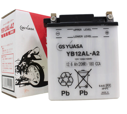バイクバッテリー　GSユアサ　YB12AL-A2　開放式　液入　充電済みで発送致します。