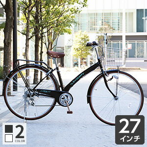 【6/1～6 2000円クーポンあり】自転車 シティサイクル 27インチ 外装6段変速 オートライト Arvita アルヴィータ cyma パンクに強い【通常3~5営業日で出荷】